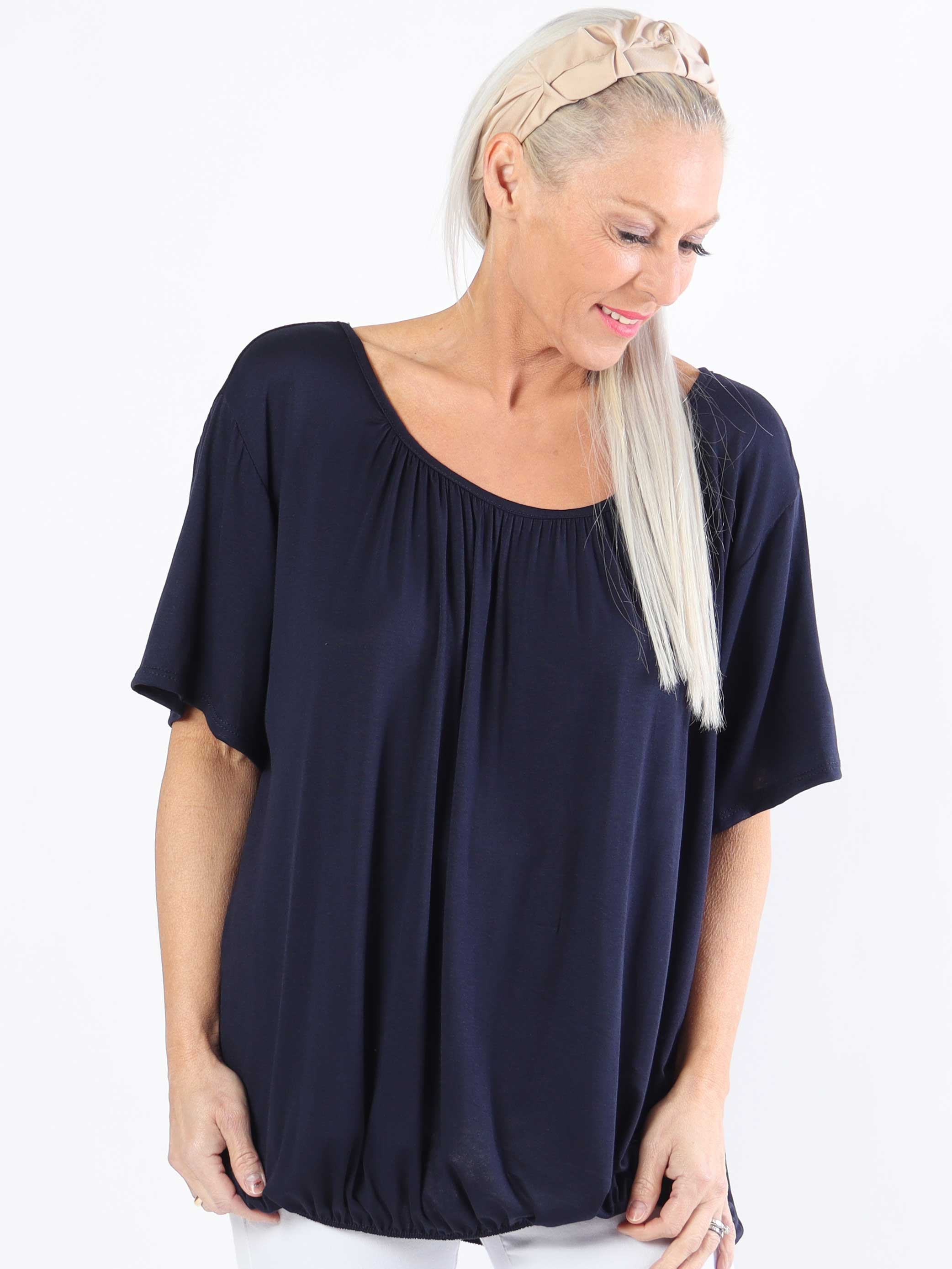 Miracle t-shirt - Basis t-shirt i plus size med elastik forneden (bestseller)
